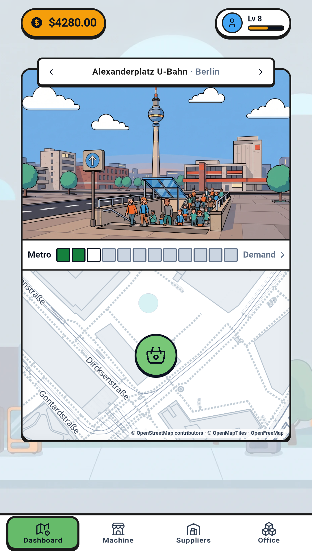 Find your spot — Vending Empire game screen