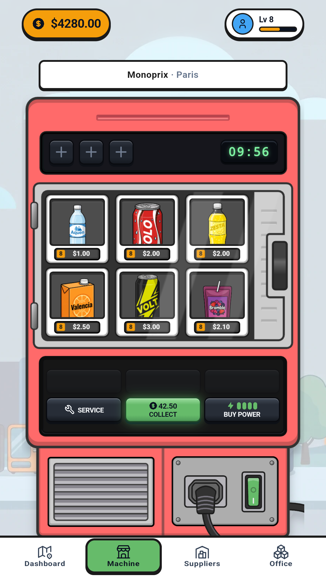 Grow your machine — Vending Empire game screen